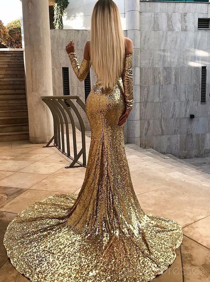 gold glitter long sleeve dress