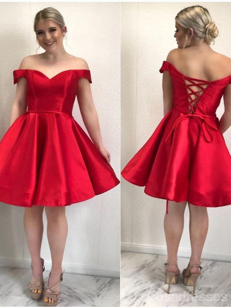 red off the shoulder hoco dress