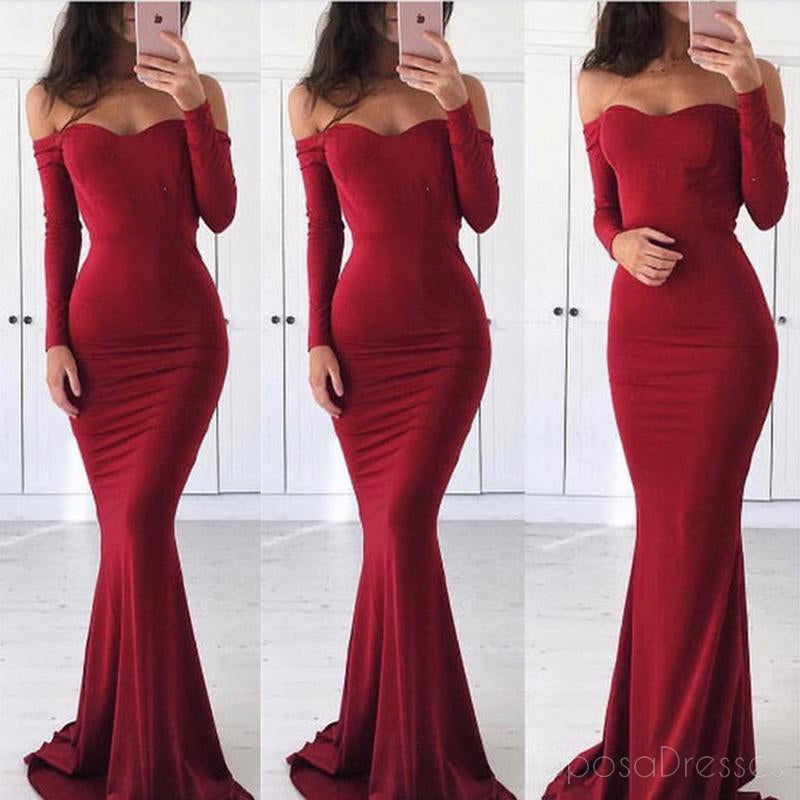 red long sleeve formal dress