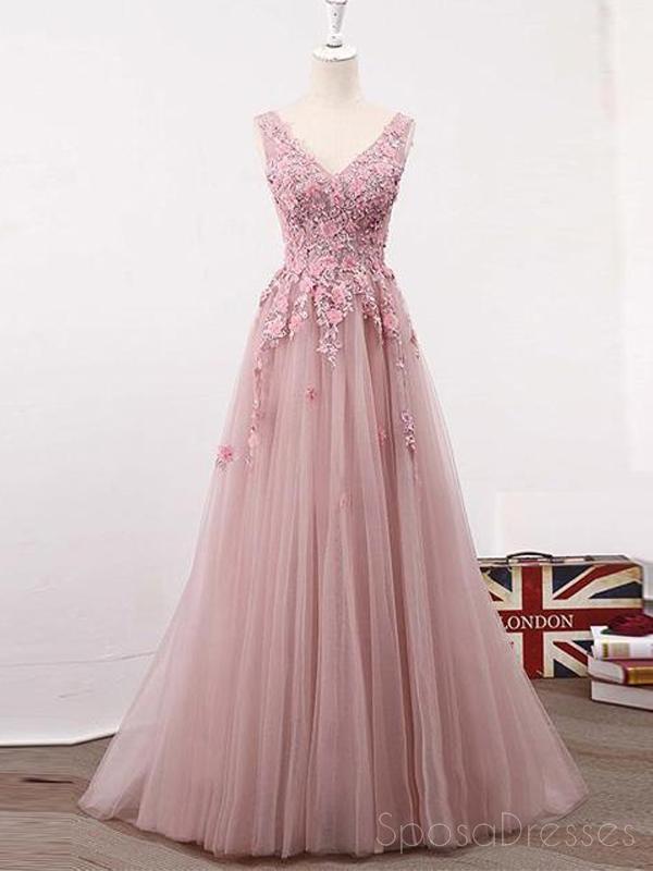 blush pink lace prom dress