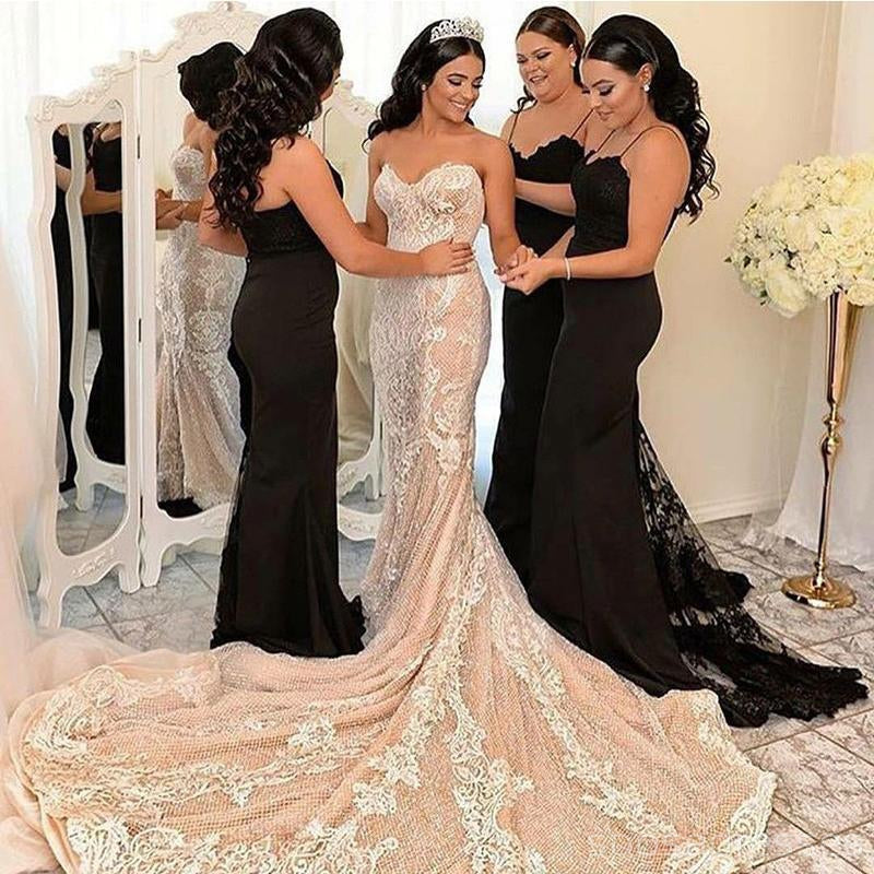 black mermaid bridesmaid dresses