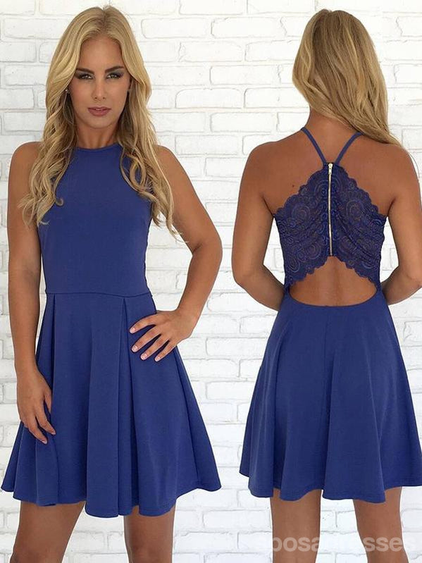 Open Back Blue Cheap Cute Simple Casual 