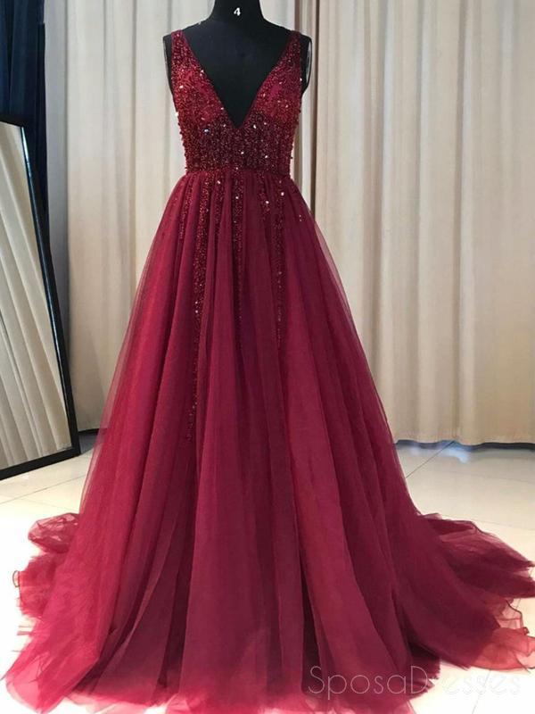 dark red long prom dresses