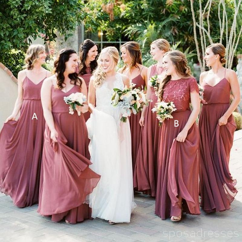 dusty rose floor length bridesmaid dresses