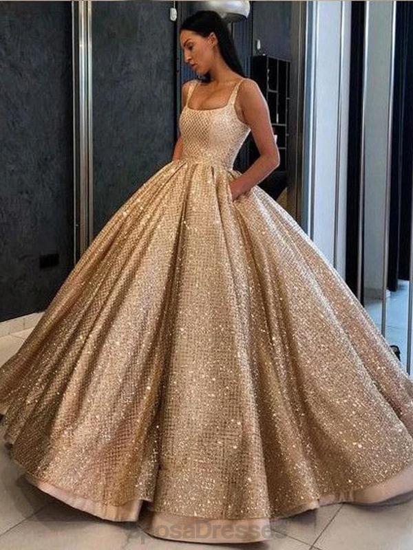 gold sequin ball dress