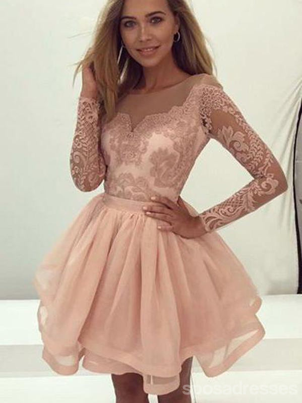 long sleeve short hoco dress