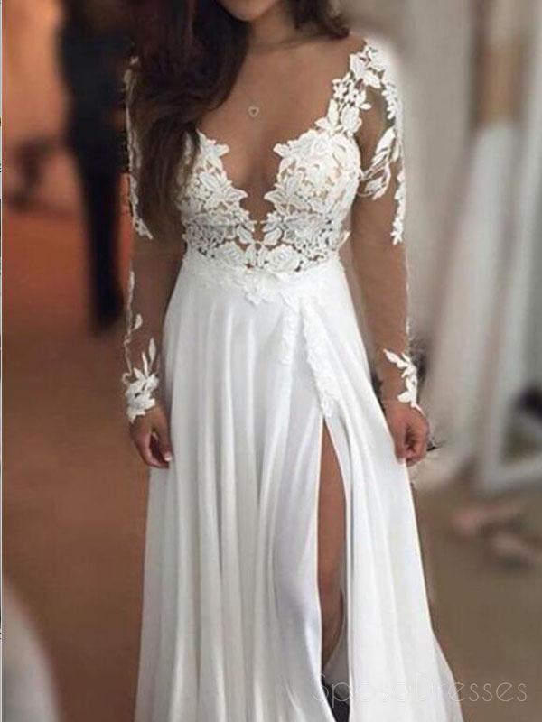 beach wedding dresses long sleeve