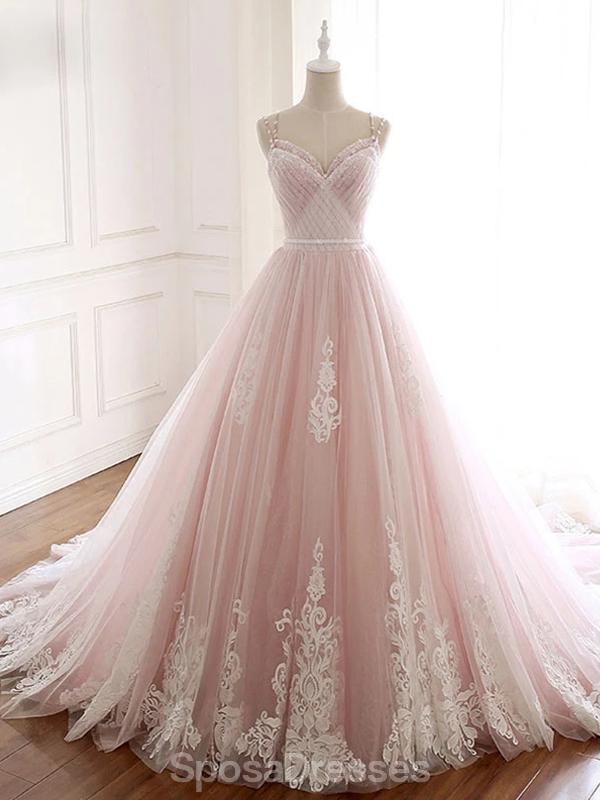 baby pink lace prom dress