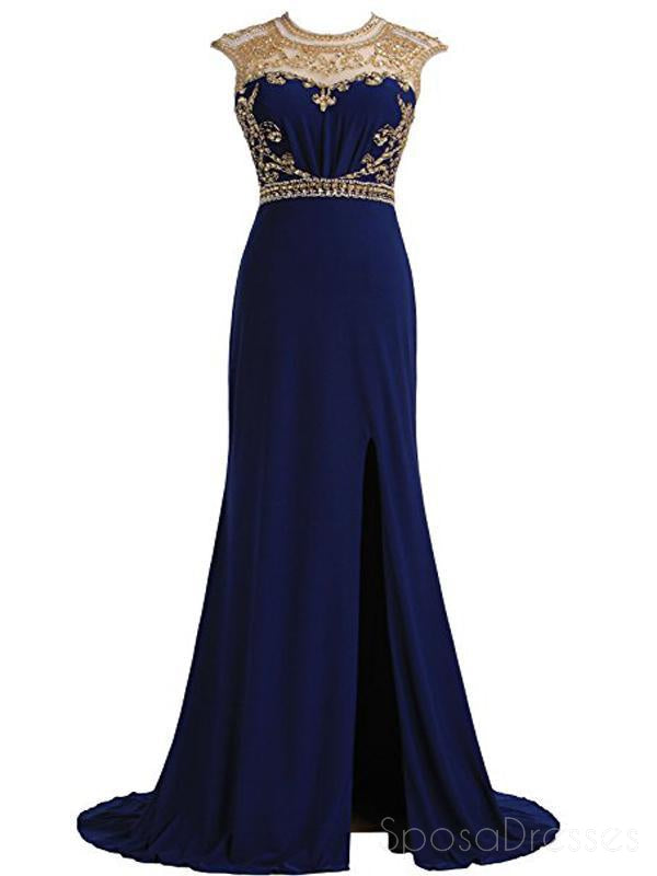 royal blue and gold long dress