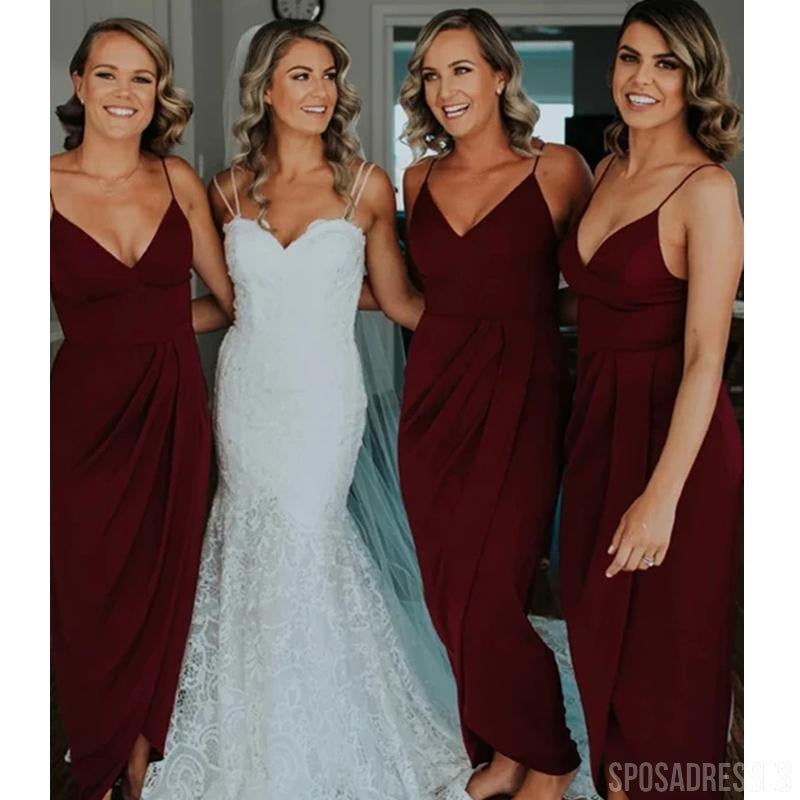 burgundy tea length bridesmaid dresses