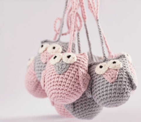 Owl Garland Baby Pink Grey
