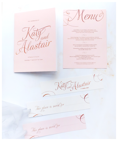 blush and cream wedding invites