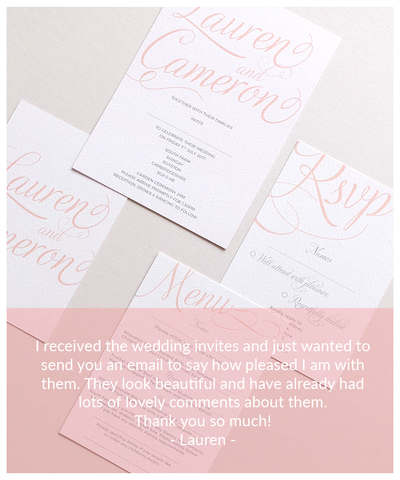 blush and pink wedding invites