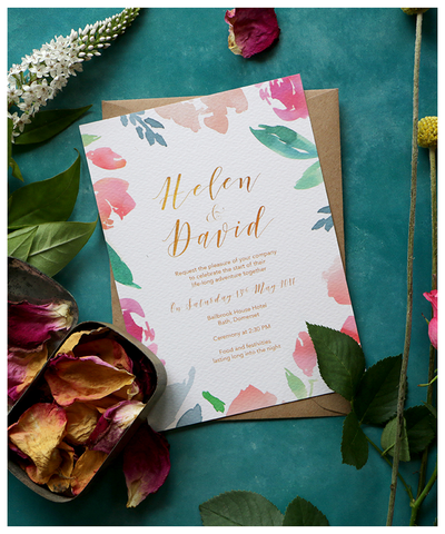 watercolour floral wedding invite