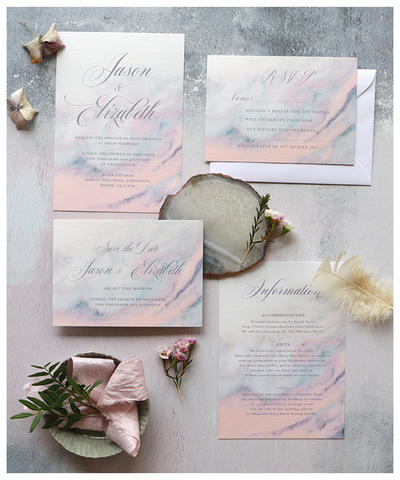 elegant marbled wedding invitation