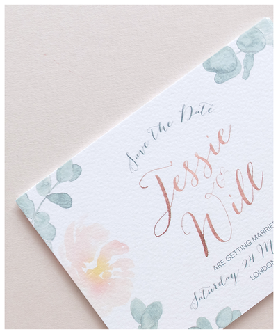 rose gold wedding save the date