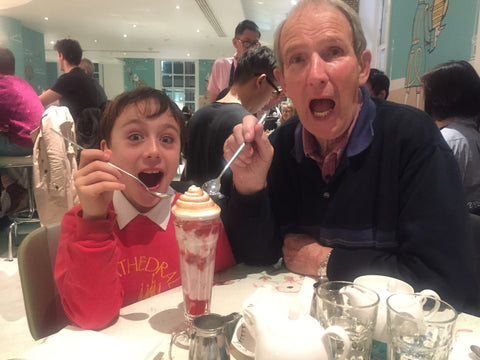 Steve's Dad and Ned having icecream at F&M