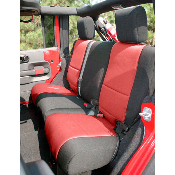 Neoprene Rear Seat Cover Black Red By Rugged Ridge 07 18 Jeep Wrangler Jku