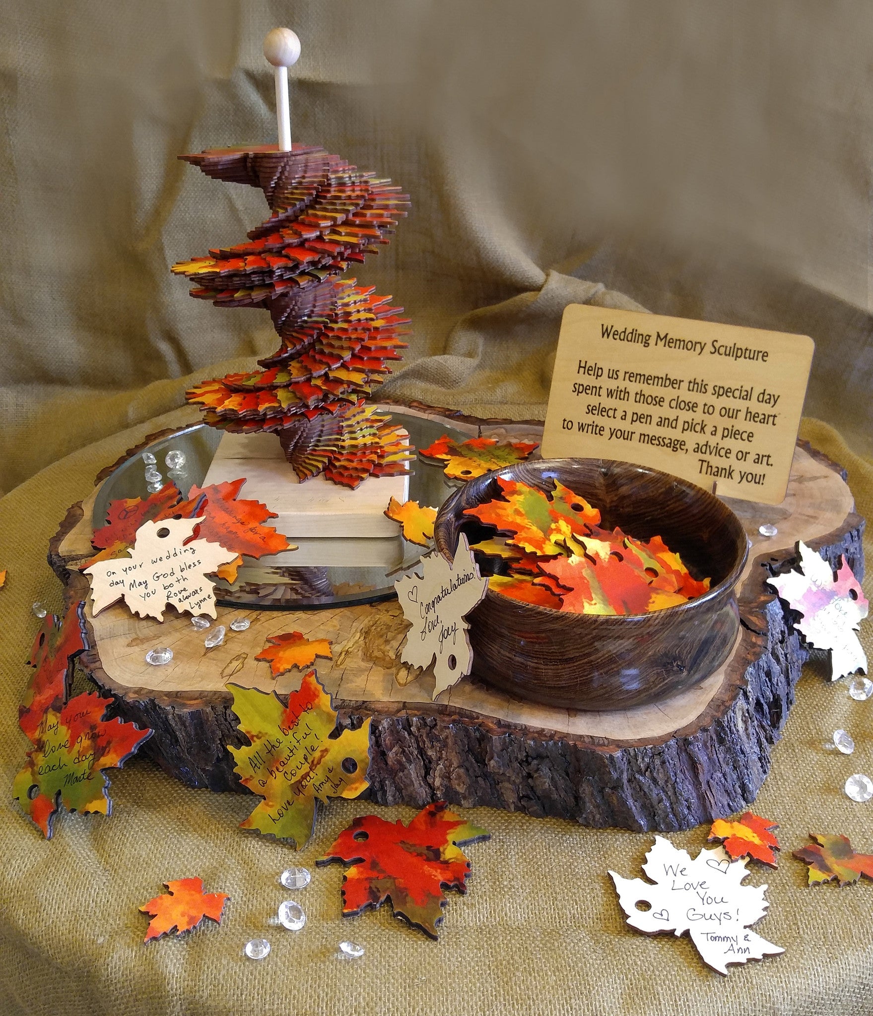 Memory Sculpture Fall Maple Leaves Guest Book Alternative