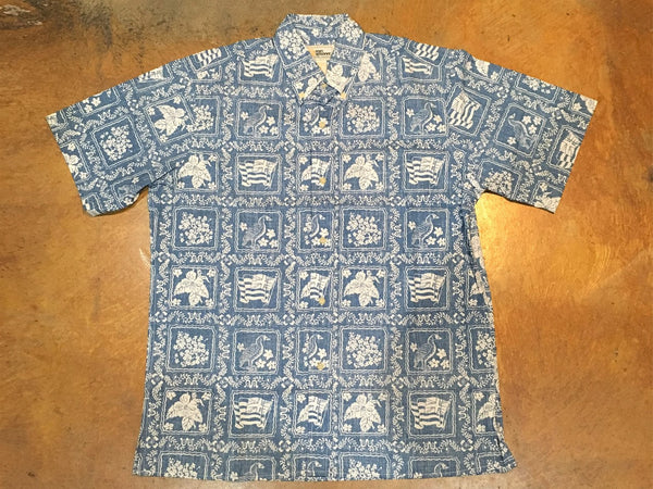 Reyn Spooner katoen lange mouw Lahaina Sailor Print Classic Shirt Medium Kleding Herenkleding Overhemden & T-shirts Overhemden 