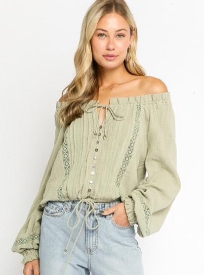 button up peasant blouse