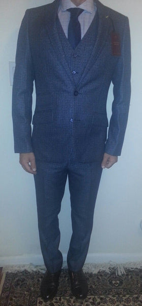 Harry Brown 3 Piece Slim Fit Suit in Dark Blue 