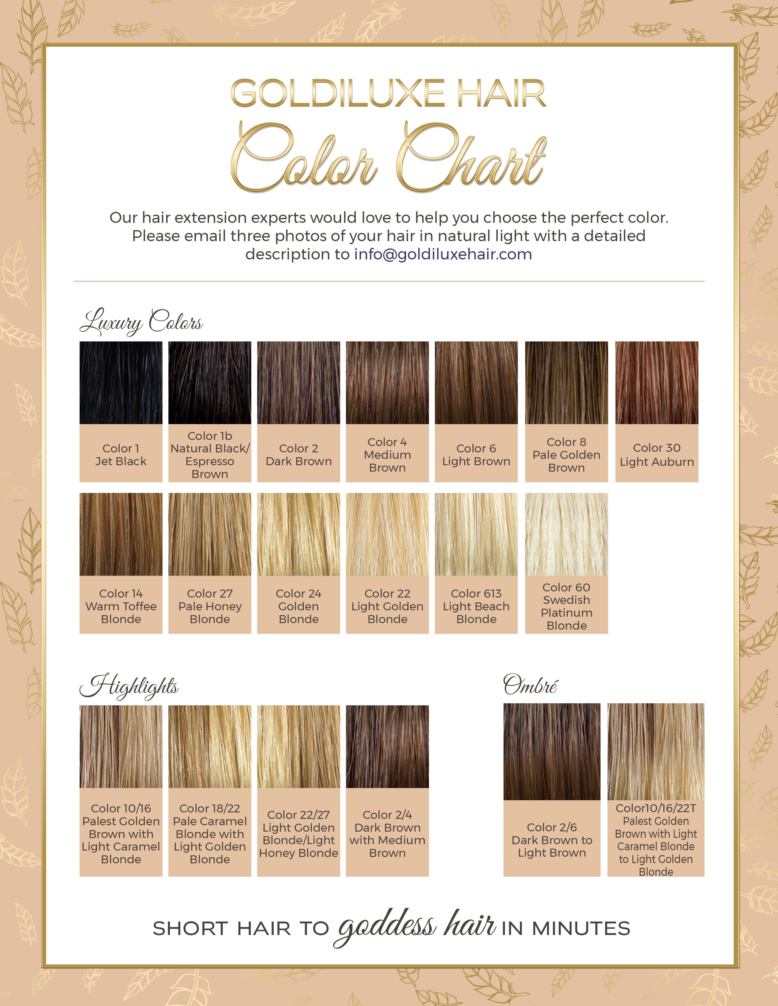 Goldiluxe Hair Color Chart