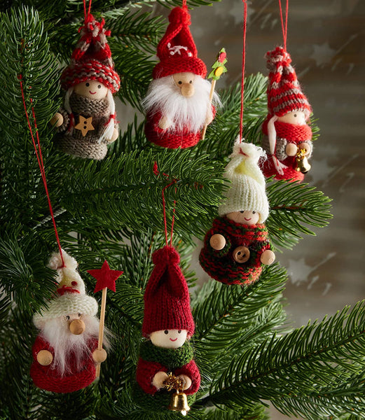 6Pc Christmas Tree Decor For Home Wooden Hollow Ornament Hanging Pendant Decor