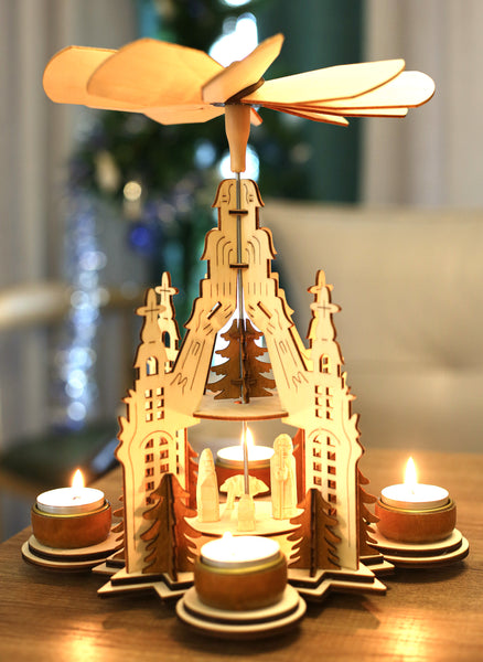 BRUBAKER Wooden Christmas Pyramid 11.4 Inches - Nativity - 2 Tier Caro