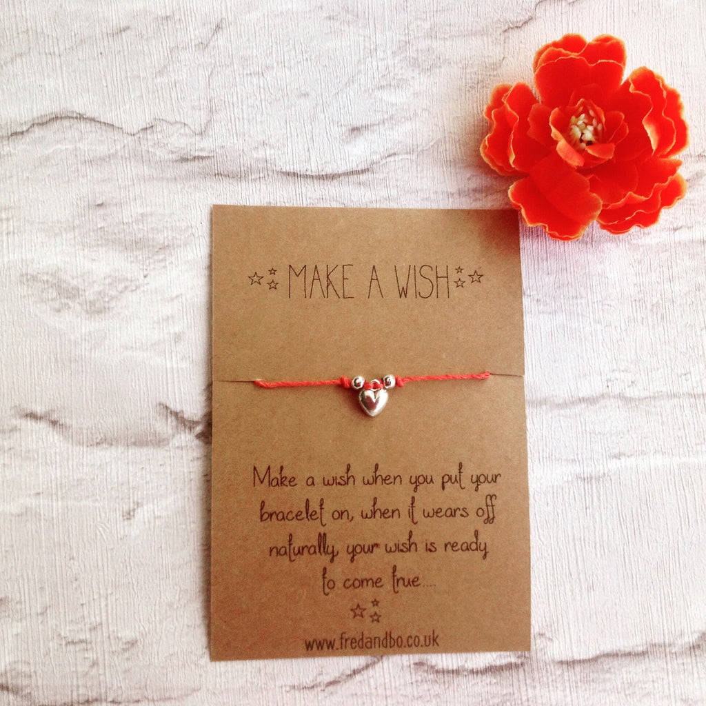Make a wish bracelet / wishing bracelet / heart charm bracelet Fred