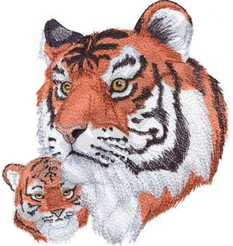 Tiger Mom & Cub Wild Animals Exotic Cats Embroidered Patch 