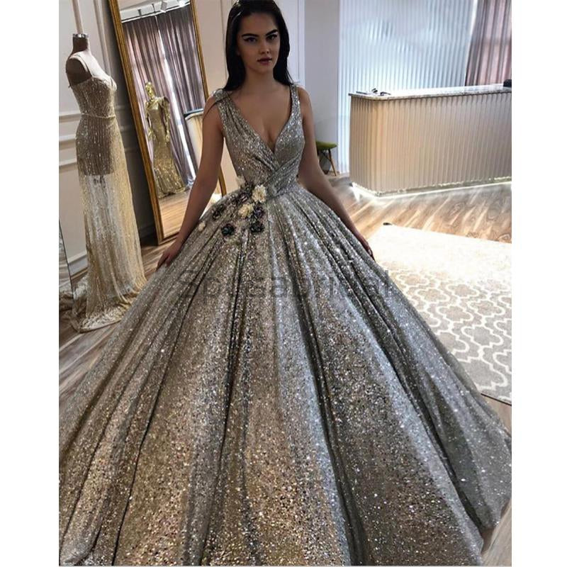 sparkly silver gown