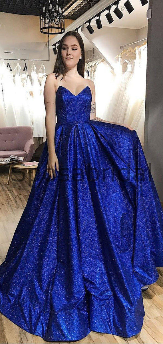 royal blue sparkly prom dress