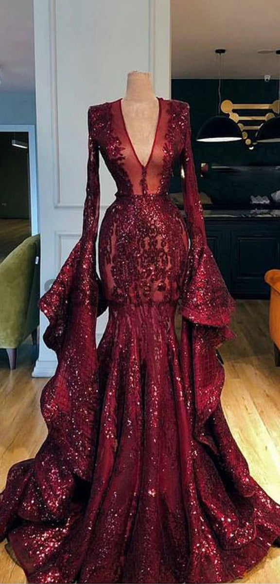 long elegant burgundy dresses