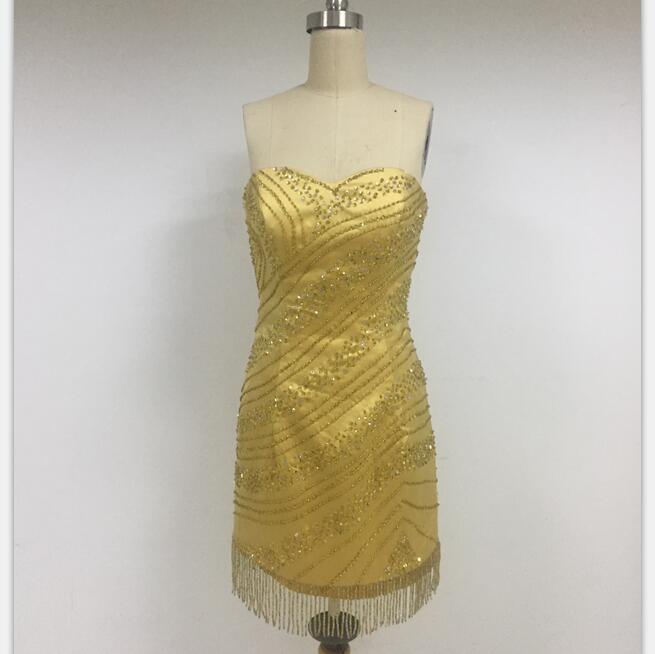 cheap short gold dresses