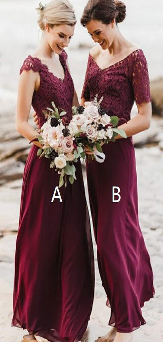 modest bridesmaid dresses burgundy