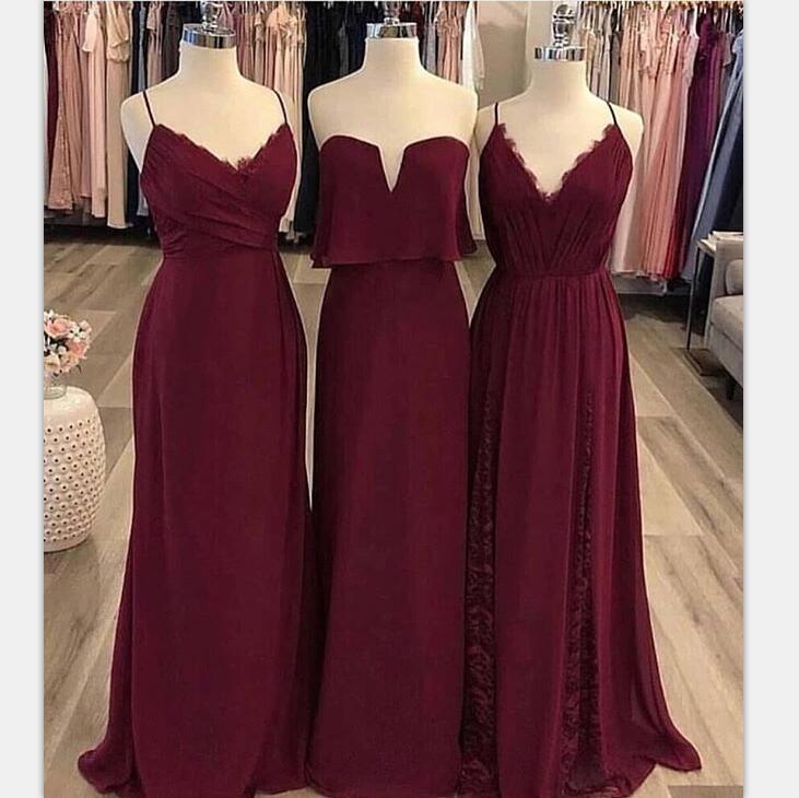 mismatched burgundy bridesmaid dresses