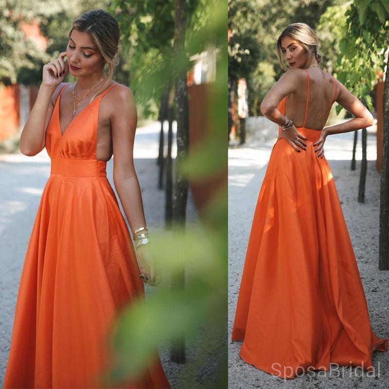 orange long prom dresses