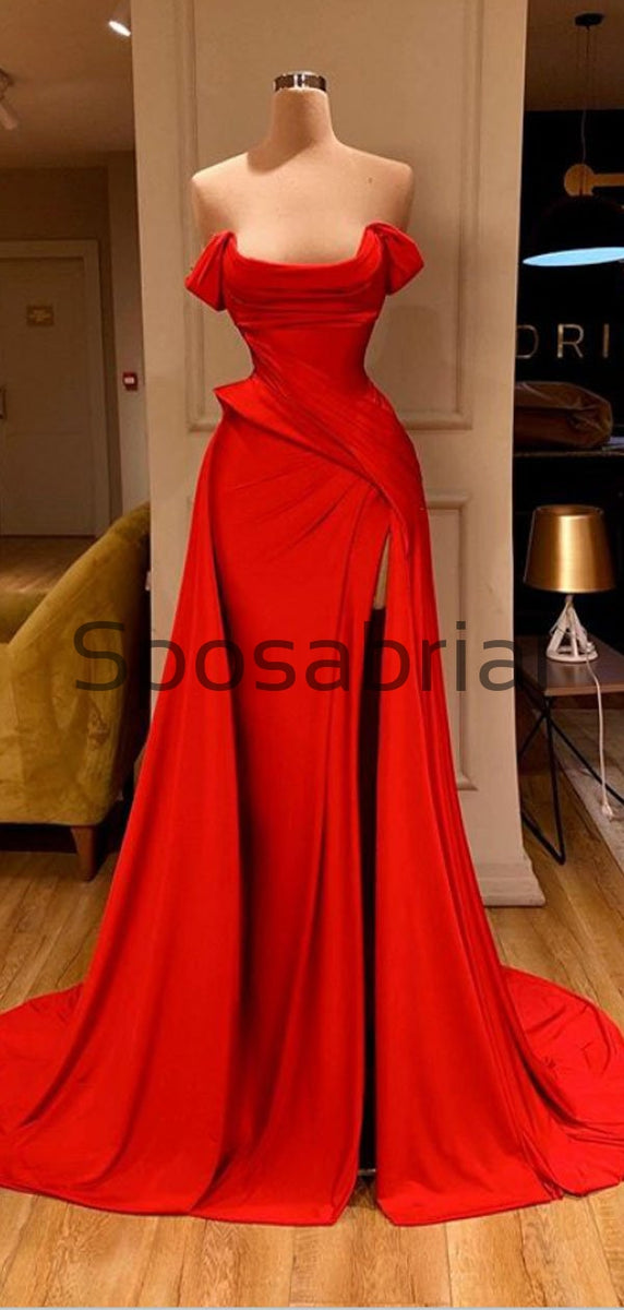 red mermaid dress with slit