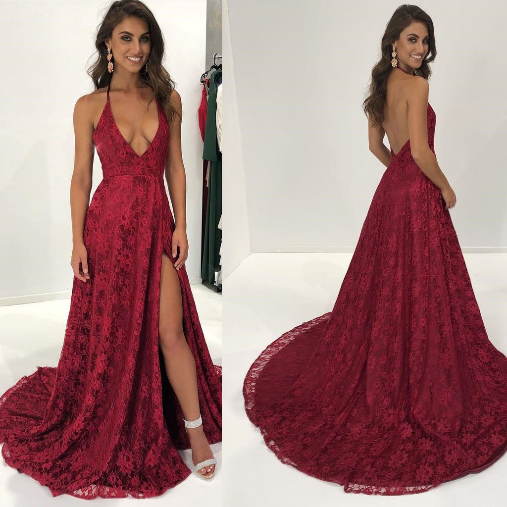 red burgundy dresses for prom