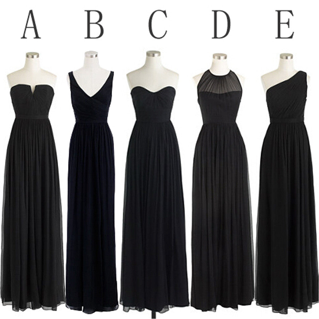 black bridesmaid dresses long
