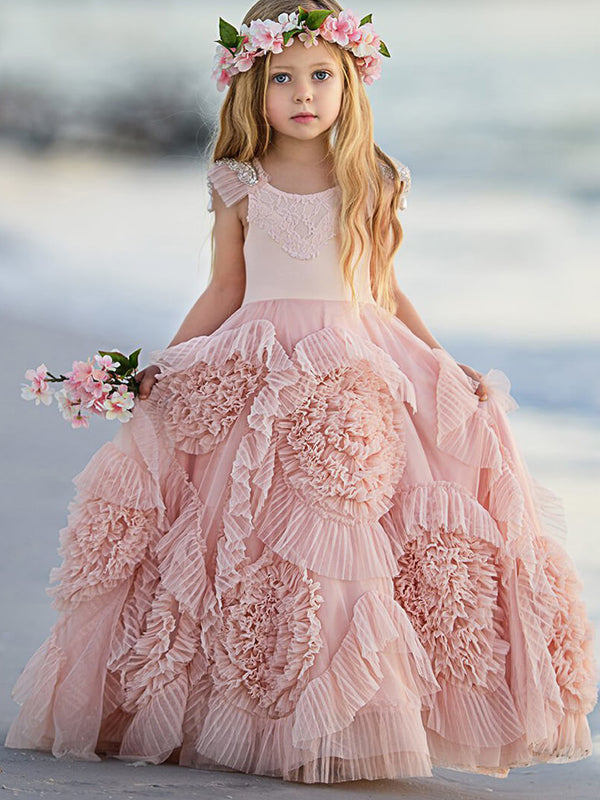 Lovely Soft Pink Flower Girl Dresses For Beach Wedding Unique Little Girl Dresses Fg069