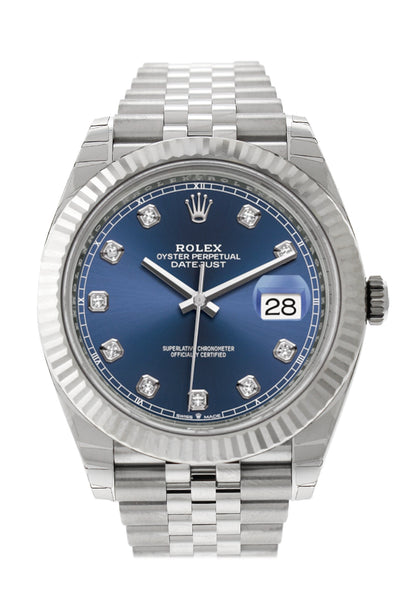 rolex datejust 41 blue dial jubilee diamond