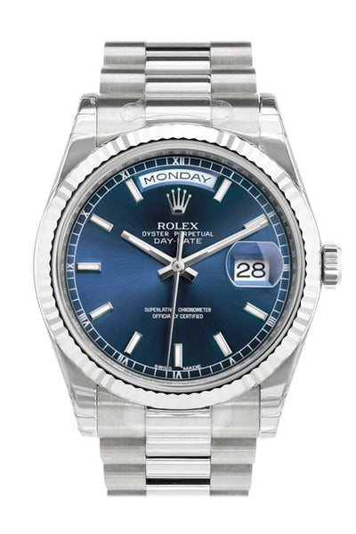 Rolex Day-Date 36 Blue Dial Fluted 