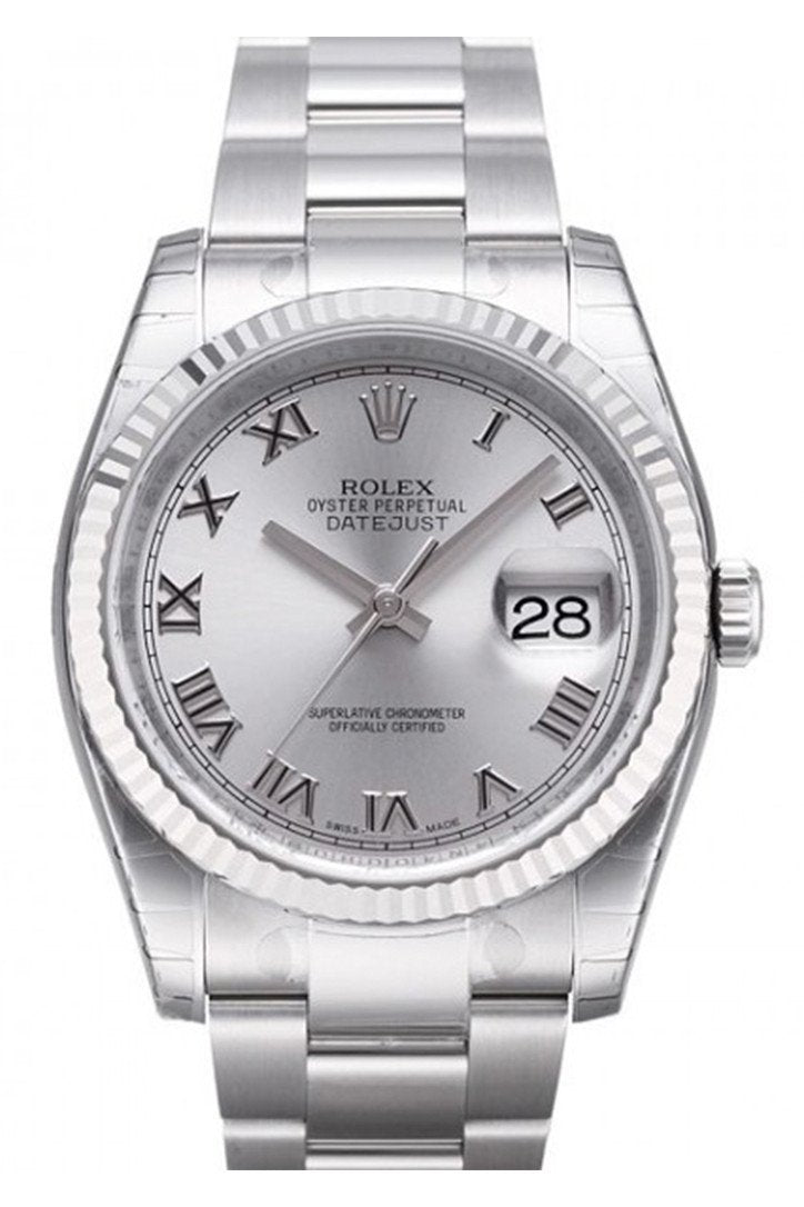 rolex datejust 36 rhodium roman