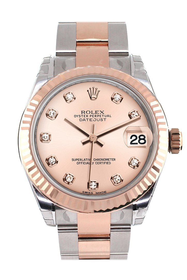 rolex datejust rose gold diamond