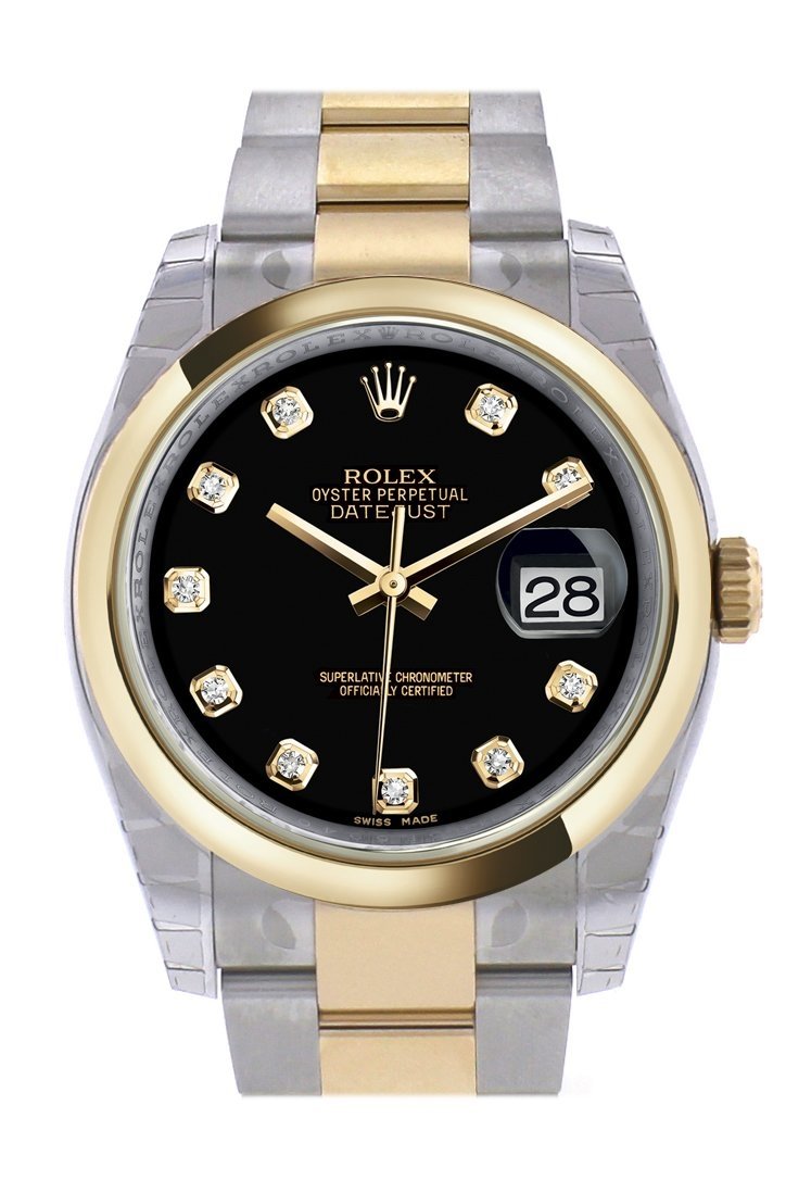 rolex two tone black dial