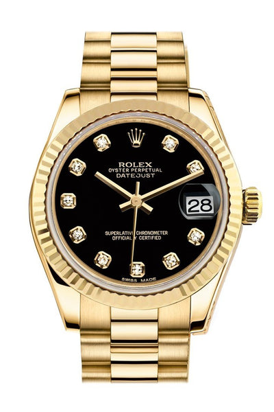 gold datejust black dial