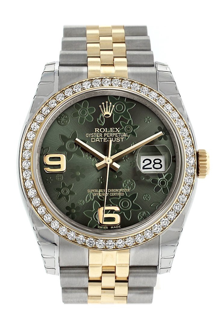 rolex jubilee datejust green floral dial ladies automatic watch