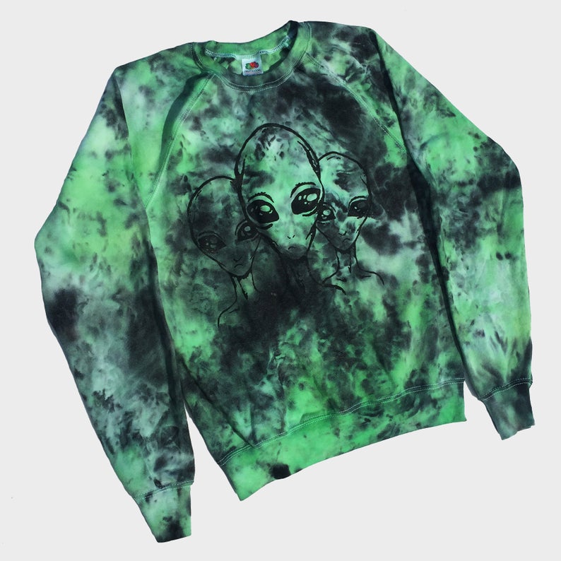 green and black tie dye hoodie